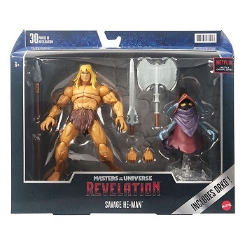 Masters of the Universe: Revelation Masterverse Figuras 2022 Deluxe Savage He-Man & Orko 18 cm 